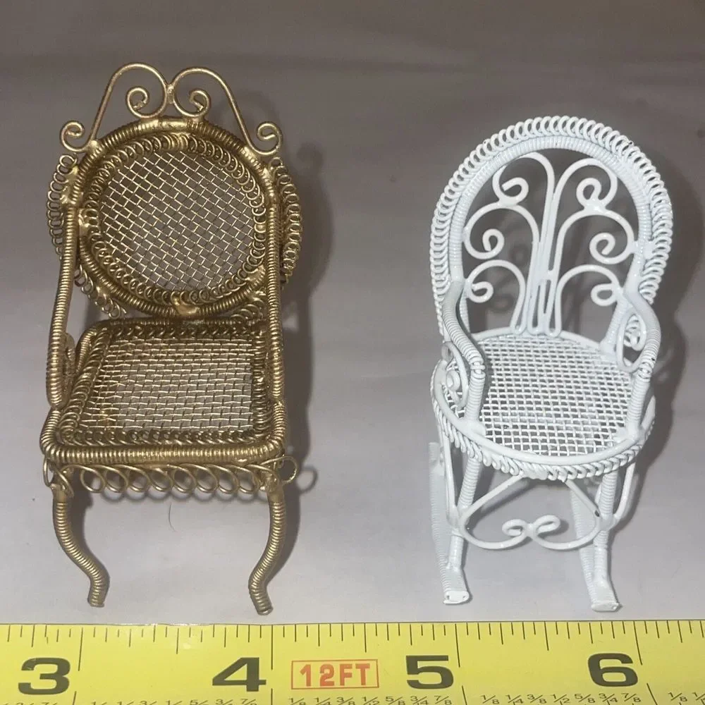 1:12‎ Vintage Metal Doll House Chairs Furniture Rocker Ornate